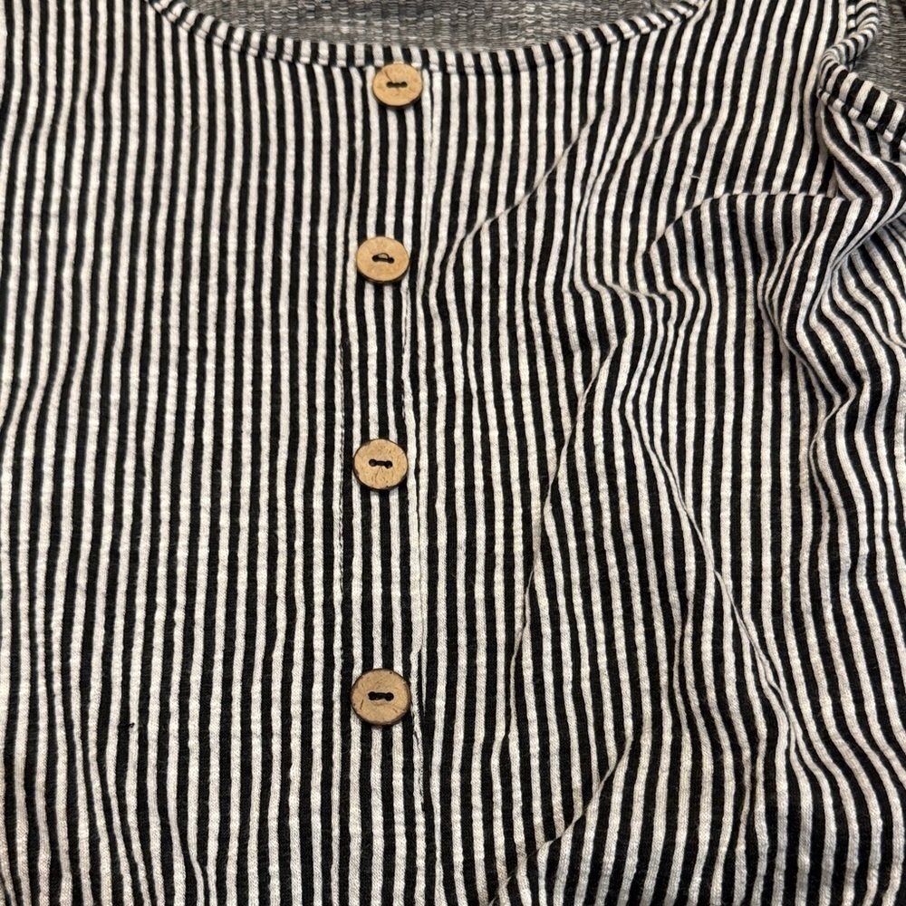 Caution To The Wind Monochrome Striped Button Tank - Picture 4 of 4